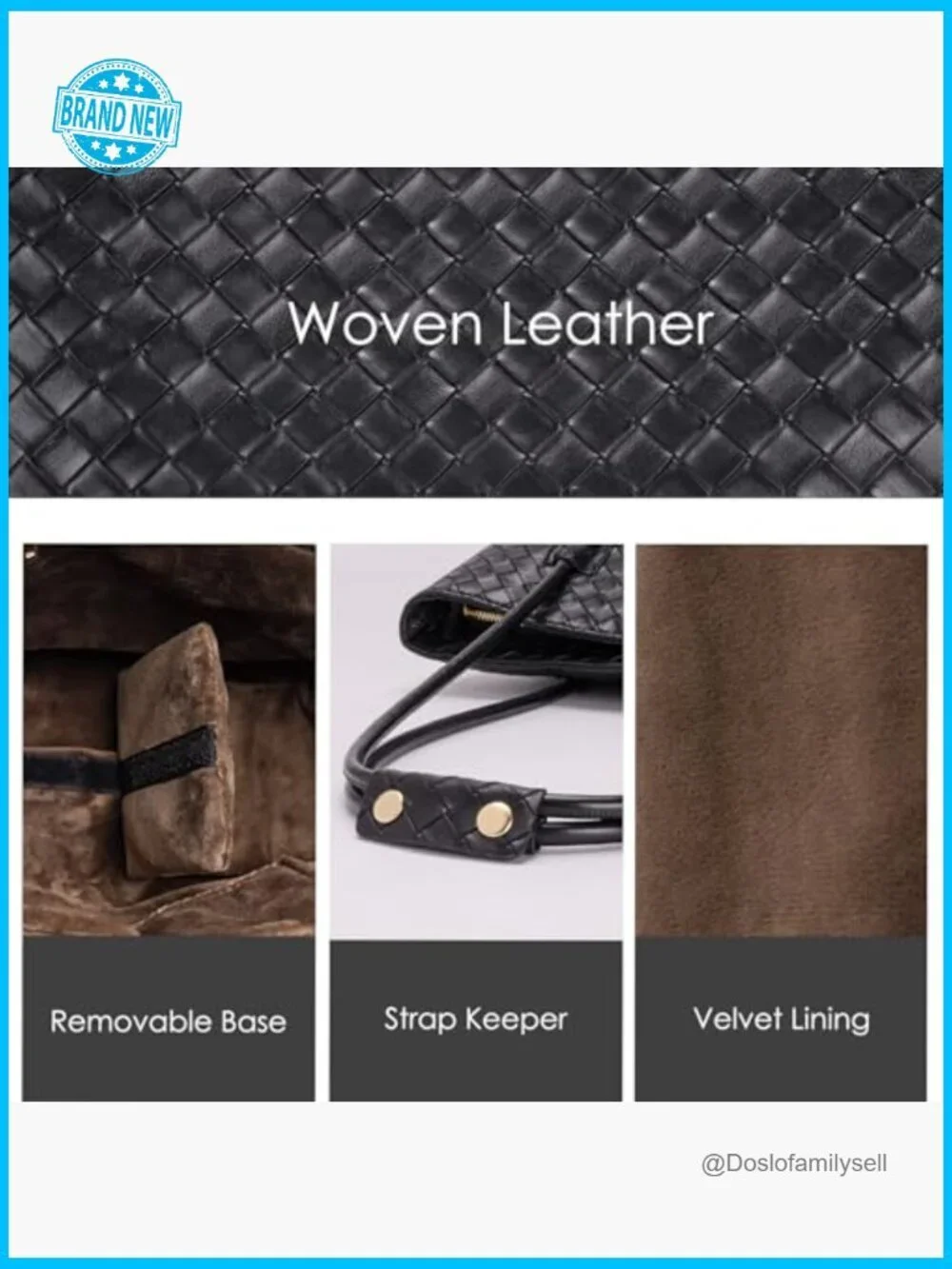 Woven Tote Bag with Zipper & Matching Pouch, Vegan Leather Weekender, Large